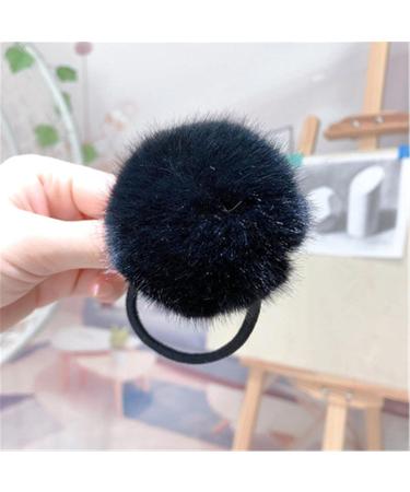 Tonsee Pompom Hair Ties - Fluffy Black Elastic Hair Band & Cute Plush Ball Ponytail Holder for Girls - Shop Internationally! - Buy Online on GoSupps.com