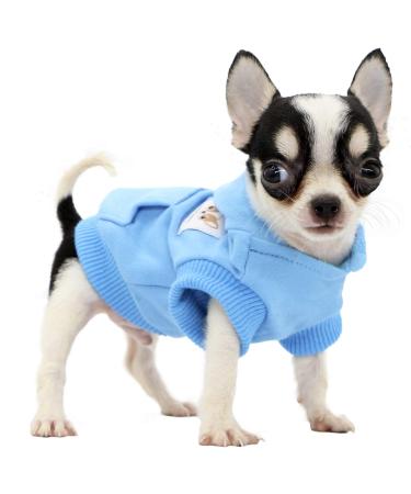 LOPHIPETS Dog Cotton Hoodies Sweatshirts for Small Dogs Chihuahua Puppy Clothes Cold Weather Coat-Cambridge Blue/XXS XX-Small for 0.5-1.2 lbs Cambridge Blue