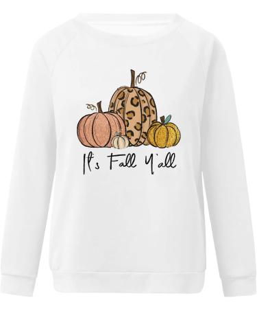 Yihaojia It's Fall Yall Shirt Women Pumpkin Graphic Tee Fall Pumpkin Long Sleeve Tops Halloween Fall Lightweight Shirts White#19 Large - Buy Online on GoSupps.com