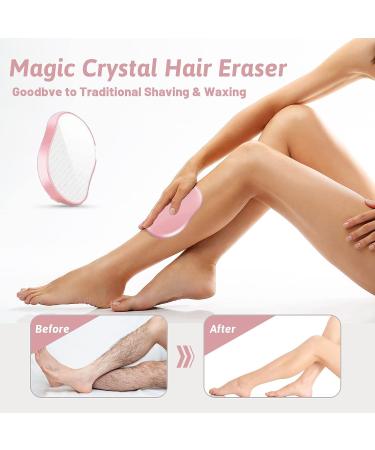 Crystal Hair Eraser - Painless Hair Removal Tool for Women and Men - Portable Exfoliation for Arms, Legs, and Back - Reusable and Washable - Pink - Buy Online on GoSupps.com
