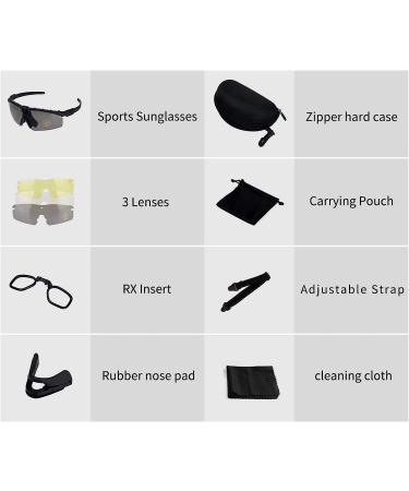 ToopMount Sports Goggles: Anti-Fog Sunglasses with 3 Interchangeable Lens - Black - Buy Online on GoSupps.com