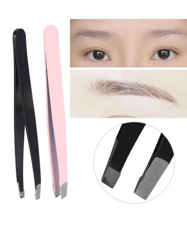 Premium Eyebrow Tweezers Set - 2 Stainless Steel Makeup Beauty Tools for Home & Salon Use | Perfect Hair Removal Clips - Buy Online on GoSupps.com