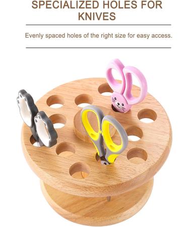 Fiakup Wooden Scissor Rack - Rotating Salon Scissors Holder | 12 Holes Scissors Makeup Brushes Storage Rack | Desktop Scissors Storage Organizer for Hair Salon Home - Buy Online on GoSupps.com
