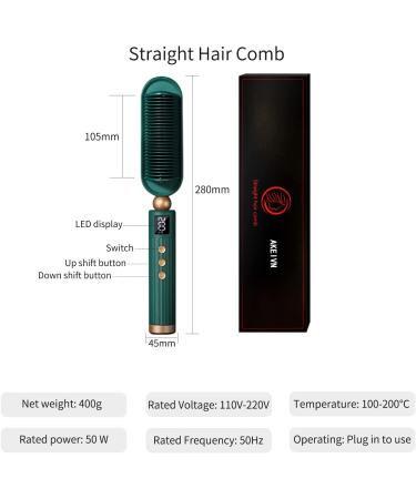 Negative Ion Heated Hair Straightener Brush Comb with LED Display - 7 Temperature Modes (Pink) - Buy Online on GoSupps.com