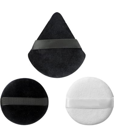 Wellehomi Powder Puffs Powder Puff Face Triangle with Round Makeup Sponge Puffs Apply for Daily Makeup Such as Foundation Cream Blush Black&White 3pcs
