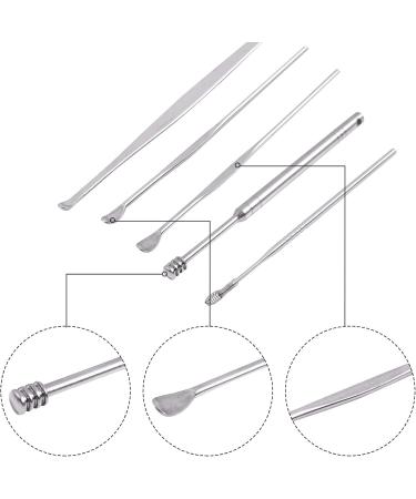 Crcyphne 5 Pcs/Set Unisex Stainless Steel Spiral Ear Pick Spoon Cleaner Ear Care Multifunction Portable Ear Pick Beauty Tool Kit With Box - Buy Online on GoSupps.com