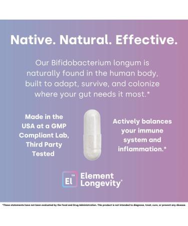 Element Longevity Human Strain Bifidobacterium Longum Probiotic | Supports Metabolic Balance Calms Sensitivity & Daily Resilience | Clinically Studied Synbiotic | 30ct (30 Day Supply) - Buy Online on GoSupps.com