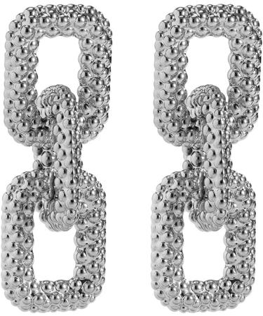 BETHYNAS Retro Punk Geometric Dangle Earrings - Silver | Statement Chain Earrings for Women Girls - Buy Online on GoSupps.com