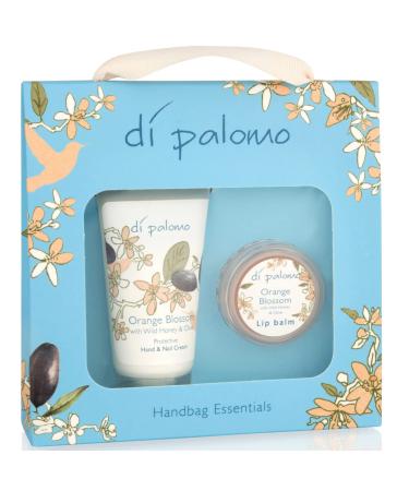 Di Palomo Orange Blossom & Honey Handbag Essentials Kit. Hand Cream & Lip Balm. Skincare Travel Essentials Skin Care Essentials Gifts for Her. Moisturising Lip Balm & Hand Cream Gift Set for Women.