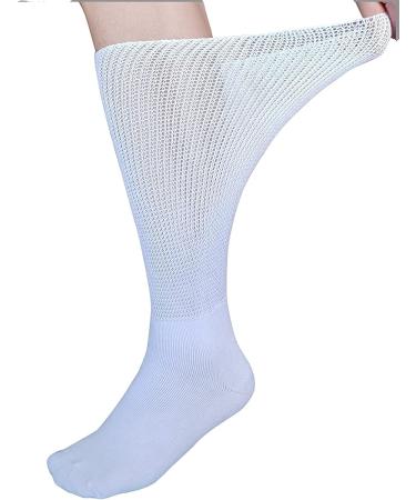 MDR Diabetic Knee High Socks for Men and Women, Full Sole, 3 Pairs, Made in USA, Size 9-11 White - Buy Online on GoSupps.com