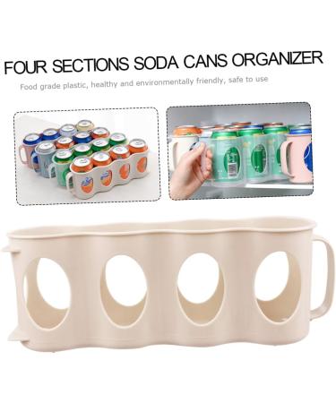 Alipis 2pcs 4 Refrigerator Organizer Bins Soda Can Drink Holder Hand Pull Type Organizer Bottle Nordic Beige 10.5X30CM - Buy Online on GoSupps.com
