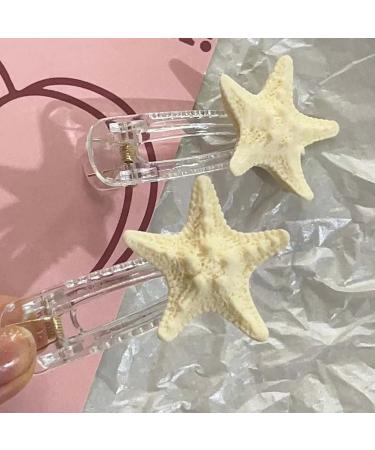 AJTUTUS Acrylic Starfish Shape Hairpins Hot Girls Duckbill Clear Hair Clip Spring Ponytail Side Hair Clip for Woman - Buy Online on GoSupps.com