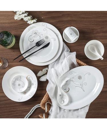 Stylish Dinner Set for Luxury Restaurant and Home Ceramics Dinnerware Set with 46-Piece Bowl/Stockpot/Dish/Spoon|Bone China Dinner Sets Flower Pattern Porcelain Combination Set Kitchenware - Buy Online on GoSupps.com