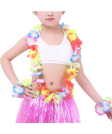 Hawaiian Luau Tropical Flower Crown Set for Women - Headband, Wristbands, Necklace, Bracelets, Hair Band - Perfect for Summer Beach Vacation and Pool Party Decorations - Colorful - Buy Online on GoSupps.com