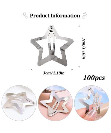 100pc Metal Star Snap Hair Clips - Y2K Silver Barrettes for Women and Girls - Buy Online on GoSupps.com