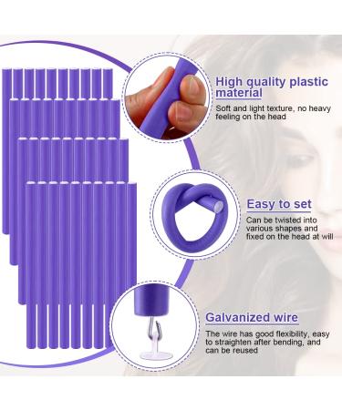Qinersaw 40pcs Papilotten Curlers - Heatless Flexible Hair Rollers for Women & Girls | Includes 2 Combs & 3 Clips - Black & Purple - Buy Online on GoSupps.com