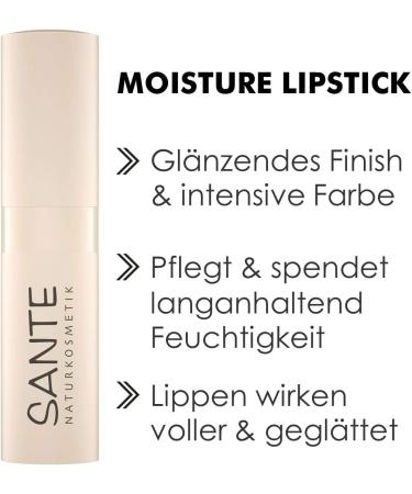  Sante Naturkosmetik Sante Naturkosmetik Moisture 04 Confident Pink Lipstick Sheer to Intense Colors With Hyaluronic Acid Gentle Care and Soft Protection 4.5 g - Buy Online on GoSupps.com