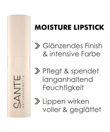 Sante Moisture Lipstick 08 Rich Cacao - Hydrating Colorful Lip Color with Hyaluronic Acid | Natural Cosmetics for All Skin Types - Buy Online on GoSupps.com