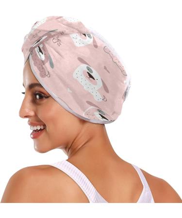 Cute Dogs Dry Hair Cap - 2 Piece Quick Drying Towel Set | Super Absorbent Soft & Comfortable with Button Headband - Perfect for Wet Pets - Buy Online on GoSupps.com
