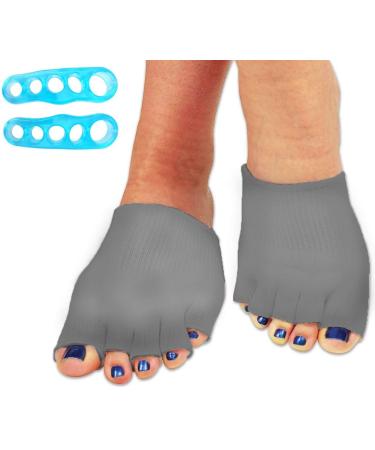 Bcurb Toe Gel-Lined Compression Socks & Toes Silicone Stretcher Spacer Gray Medium