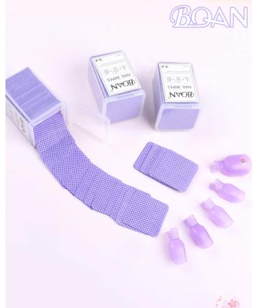 Buy 600 PCS Lint Free Nail Wipes & 5 PCS Soak Off Clips | BQAN Nail Polish Remover Pads for Extensions - Pink & Purple - Buy Online on GoSupps.com