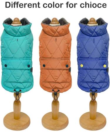 Shop Docio Dog Winter Coat - Cotton Padded Jacket Vest for Small Dogs | L Turquoise | 1-Pack - Buy Online on GoSupps.com