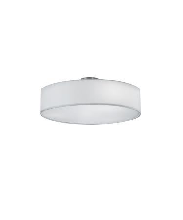 Lightling Modern ceiling lamp in nickel matt fabric screen white 3 x E27 max. 60W 50 cm height: 20.5 cm ceiling light round (50 cm) white