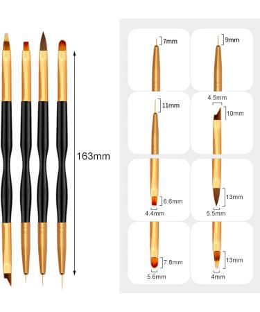 Yoezuo Nail Art Brush Set - 4 Double Ended Brushes for UV Gel Paint & Manicure DIY - Buy Online on GoSupps.com