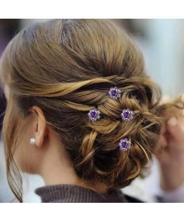 40pcs Rhinestone Rose Flower Hair Pins & 6pcs Pearl Twist Headpiece Set in Gift Box - Purple Bridal Wedding Accessories for Women and Bridesmaids | inSowni - Buy Online on GoSupps.com