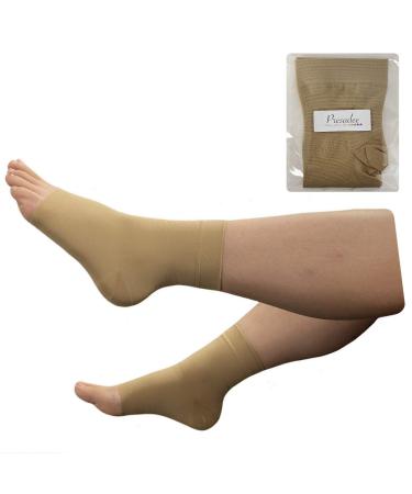 15-20 mmHg Moderate Compression Foot Swelling Leg Ankle Open Toe Sleeve 3X-Large Beige