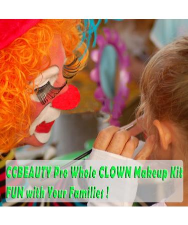 CCbeauty Clown Makeup Kit - Professional Face Paint & Brushes for Halloween SFX Cosplay | Clown White + Black + Red - Buy Online on GoSupps.com