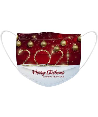 ZQP 50PCS 2021 Happy New Year Disposable Face_Mask for Adults 3-ply Non-Woven Fabric with Elastic Earloops Fireworks Camouflage Pattern High Filtration and Ventilation Security - Buy Online on GoSupps.com