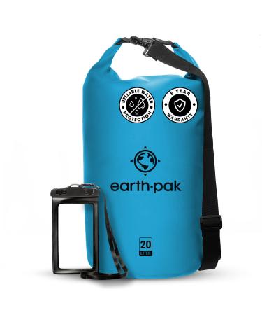 Earth Pak -Waterproof Dry Bag - Roll Top Dry Compression Sack Keeps Gear Dry for Kayaking, Beach, Rafting, Boating, Hiking, Camping and Fishing with Waterproof Phone Case 10L Light Blue