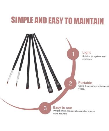 VINTORKY 6pcs Eyeliner Makeup Brush Cosmetic Brush Professional Makeup Brushes Rayon Wooden Handle Black - Buy Online on GoSupps.com