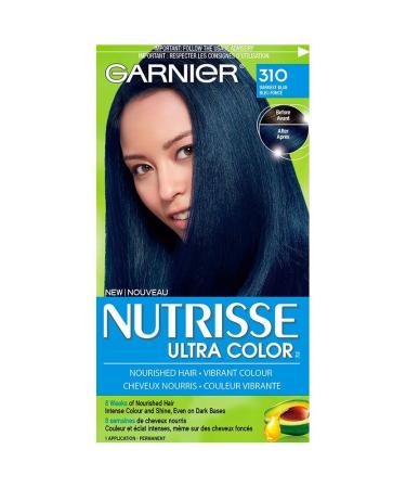Garnier Nutrisse Ultra Color Permanent Hair Dye 310 Darkest Blue Vibrant Colour Silky and Smooth Hair Enriched With Avocado Oil 1 Application BLACK/BLUE SHADES 310 Darkest Blue