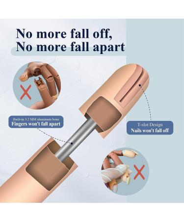 Flexible Practice Hand for Acrylic Nails with 100Pcs Nail Tips - Durable Fake Nail Training Hand for Manicure Practice - Buy Online on GoSupps.com