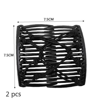 Froiny Stretchy Double Hair Comb Clips - Adjustable Elastic Hairpins for Women & Girls - 2-Pack Updo Ponytail Holders - Buy Online on GoSupps.com