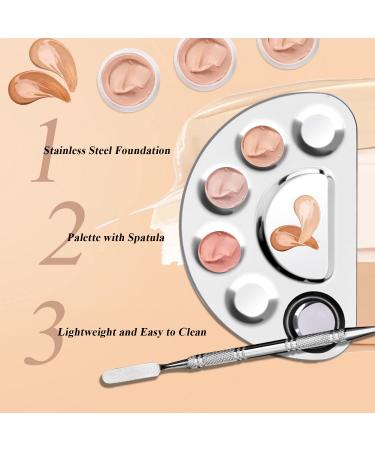 Stainless Steel Makeup Mixing Palette & Spatula Tool for Foundation & Nail Art - Lightweight Artist Tool for Cosmetic Mixing - Buy Online on GoSupps.com