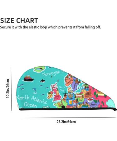 Cartoon Map of Europe Microfiber Hair Towel - Super Absorbent Quick Dry Coral Velvet Wrap for Long Curly & Thick Hair - Buy Online on GoSupps.com
