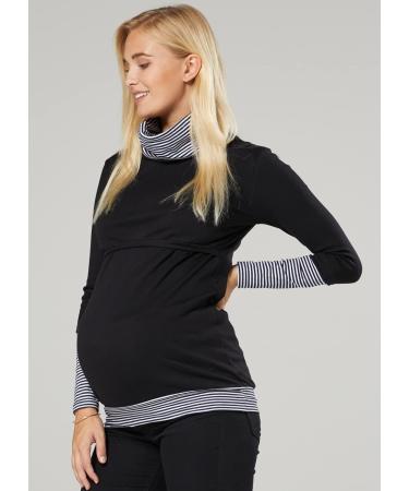 Happy Mama Maternity Nursing Jumper Sweatshirt 348 Black Navy Stripes - Size 10-12 - Buy Online on GoSupps.com