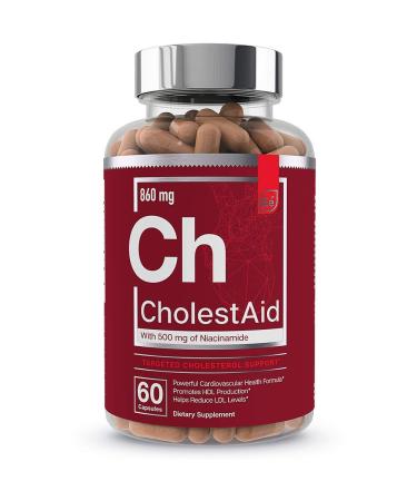 Cholesterol Support Supplement - for Heart Health with Red Yeast Rice, Garlic, Niacinamide | CholestAid by Essential Elements | 60 Capsules 60 Count (Pack of 1)