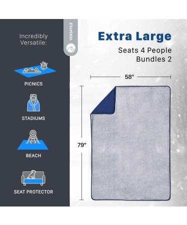 Oceas Outdoor Waterproof Stadium Blanket - Thicker Windproof Blanket for Camping, Sporting Events, Picnics - 100% Waterproof Insulated Foldable Blanket - Blue - Buy Online on GoSupps.com