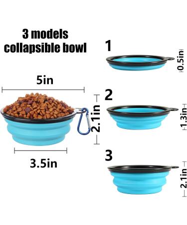 Slson Foldable Travel Pet Bowls - 2 Pack Silicone Dog & Cat Bowls with Lid & Hook - Portable 350ml for Hiking & Camping - Light Blue - Buy Online on GoSupps.com