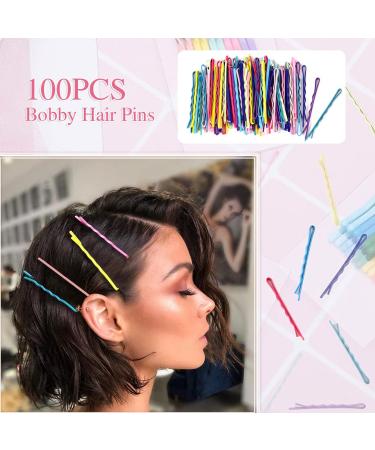 100 PCS Colorful Bobby Pins in Cute Box - Metal Hair Pins for All Hair Types - 2.16 Inch, Multicolor - Buy Online on GoSupps.com