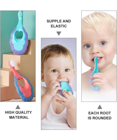 2pcs Silicone Infant Training Toothbrush Set | Soft Bristles & Teething Handle | Baby Toy for Babies/Toddlers Gums - Buy Online on GoSupps.com