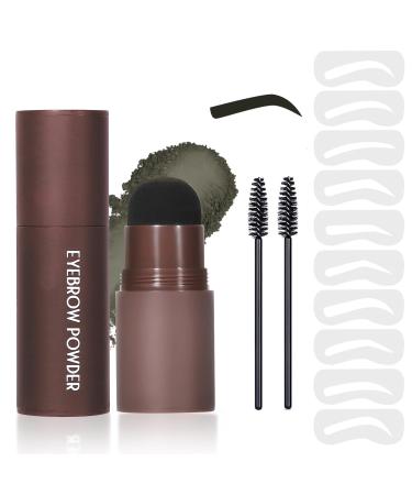 LXZJJM Eye-Brow Stamp Stencil Kit Eyebrow Stamp Stencil Kit Hairline Powder With 10Pcs Reusable Thin & Thick Eyebrow Stencils for Perfect Brows 1.8g(0.06 OZ.) (06 NEARLY BLACK)