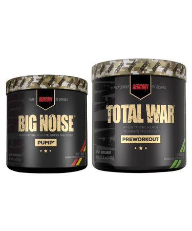 REDCON1 Total War Preworkout (Green Apple) & Big Noise Non-Stim Preworkout Powder (Tiger's Blood) Stack - Pre Workout Duo for Energy Focus & Endurance - Keto (2 Products 30 Servings Each)