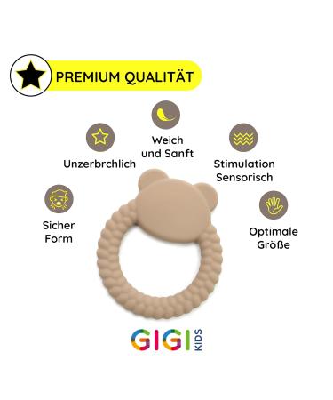 Gigi Kids Bei ring Panda - BPA-Free Silicone Baby Teething Ring | Sensory & Motor Toy for 3+ Months - Beige - Buy Online on GoSupps.com