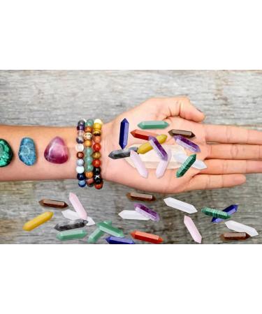 Xiannvxi 72pc Natural Crystal Stones Set - Healing Gemstones for Chakra Amethyst Rose Quartz Tiger Eye Reiki Magic Wand - Perfect Esoteric Gift - Buy Online on GoSupps.com