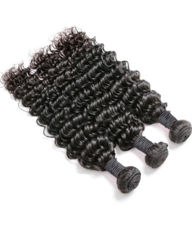 26 Inch Deep Wave Brazilian Virgin Human Hair Bundle - Silky Deep Curly 12A Grade Unprocessed Hair Extensions (100g) - Natural Black - Buy Online on GoSupps.com